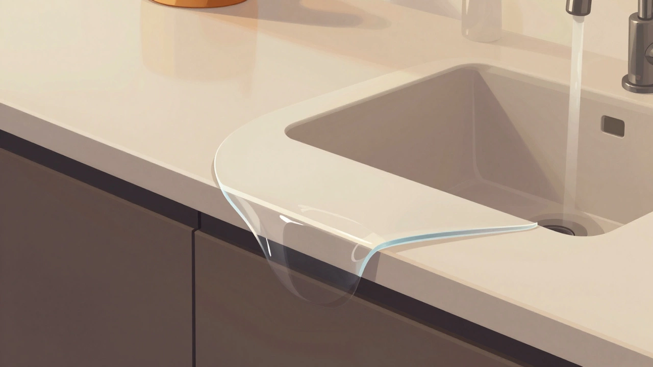 Акриловая столешница с встроенной раковиной без швов и стыков