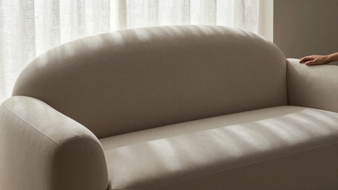 Мягкий облакообразный диван из ткани TENCEL™ с естественной текстурой и уютным светом.