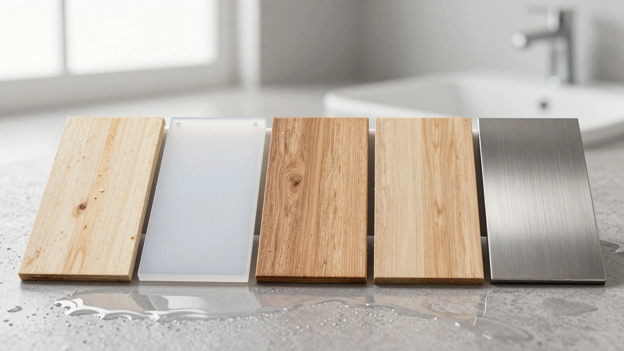 Сравнение пяти материалов для ванной мебели: только два остаются сухими при воздействии воды.