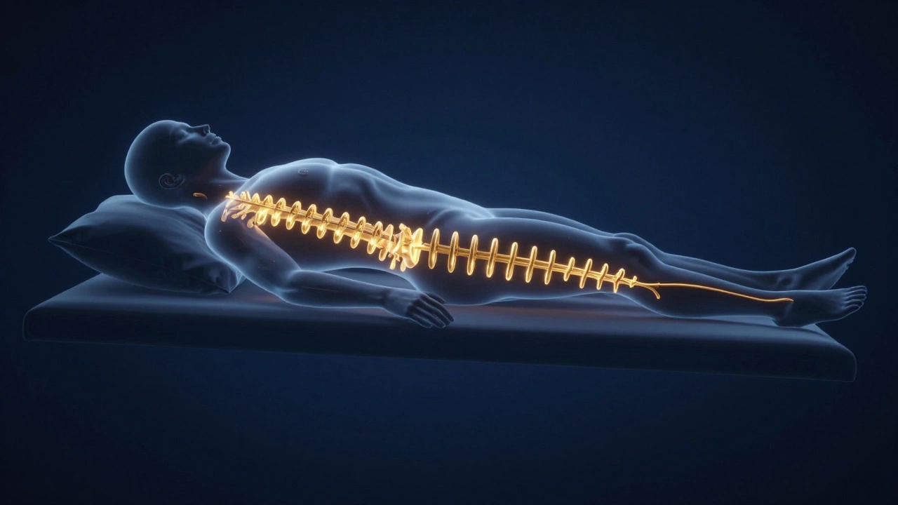 Концептуальное изображение анатомической поддержки позвоночника при сне